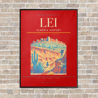 Thumbnail for Almería Airport LEI vertical canvas print - framed - red background