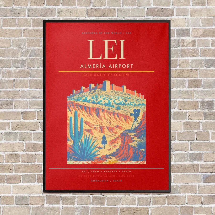 Almería Airport LEI vertical canvas print - framed - red background