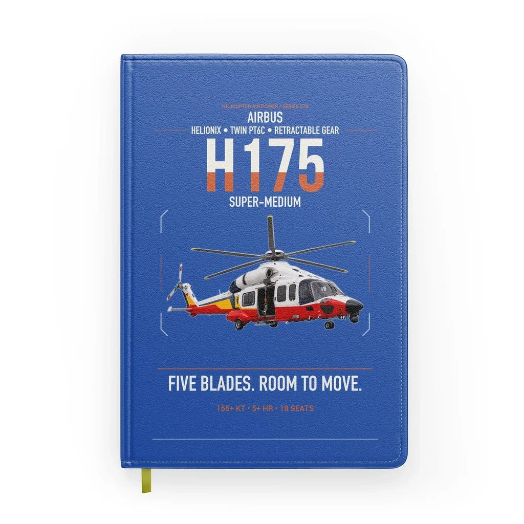 Airbus H175 design on blue notebook