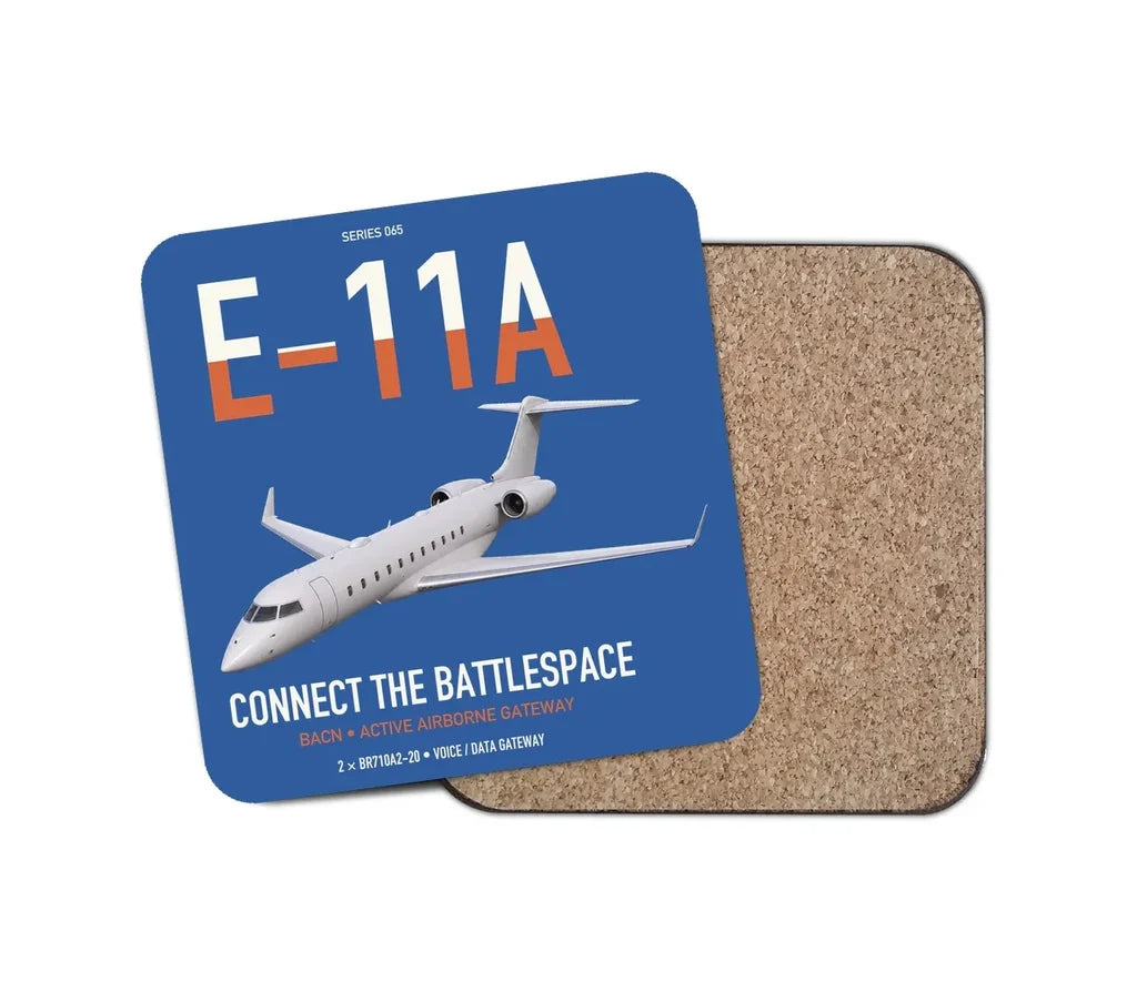 E-11A BACN design on blue 1 piece coaster