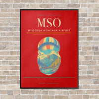 Thumbnail for Missoula Montana Airport MSO vertical canvas print - framed - red background