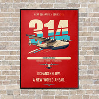 Thumbnail for Boeing 314 Clipper vertical canvas print - framed - red background