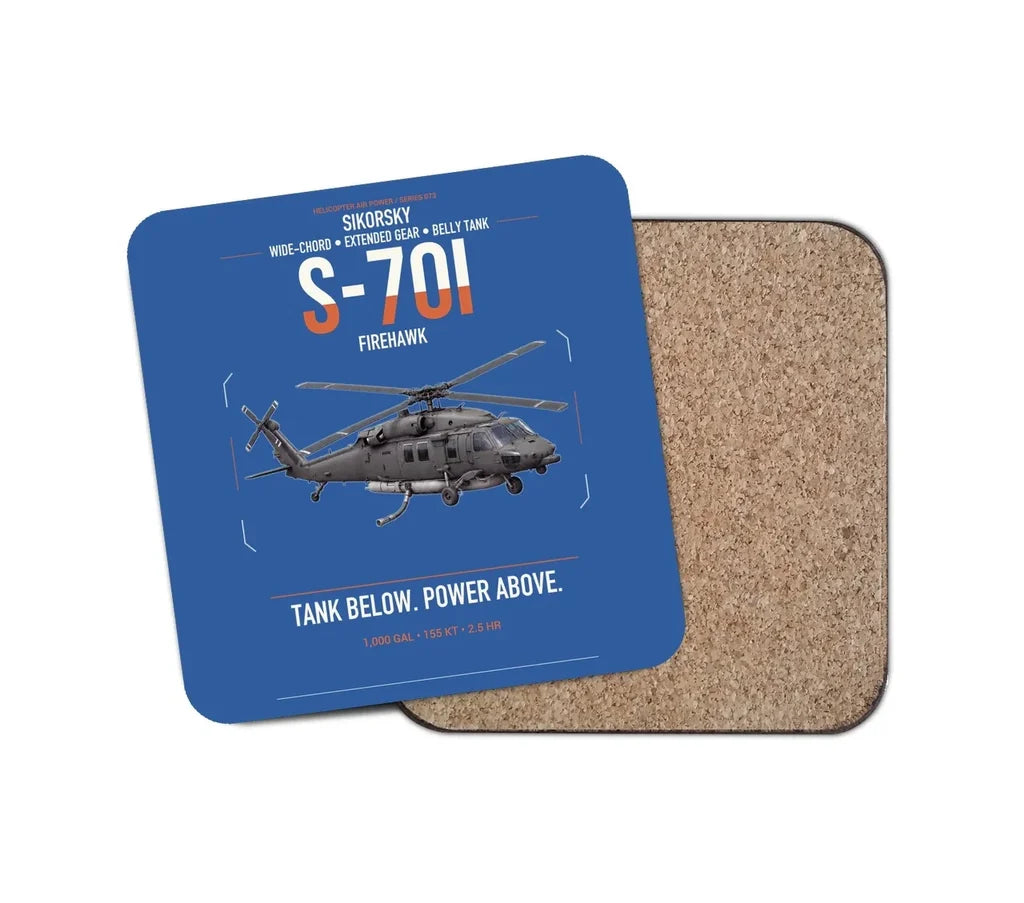 Sikorsky S-70i FIREHAWK design on blue 1 piece coaster