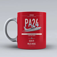 Thumbnail for Piper PA-24-250 Comanche 250 design on red ceramic mug, double-side print