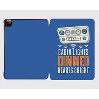 Thumbnail for Cabin Lights Dimmed Hearts Bright design on blue ipad tablet case