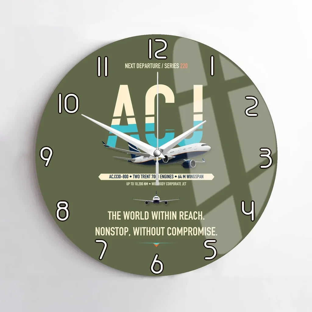 Airbus ACJ330neo / exact ACJ330-800 design on green army no frame wall clock