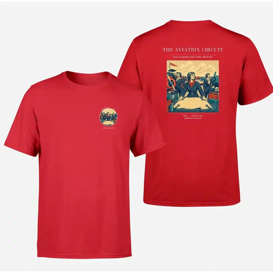 VINTAGE G4164 - The Aviatrix Circuit - Double-Side T-Shirt design on red double side t shirt