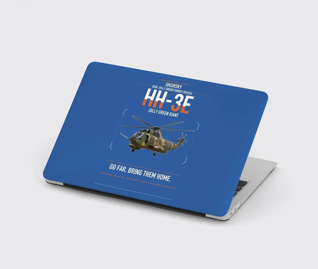 Sikorsky HH-3E Jolly Green Giant design on blue MacBook case