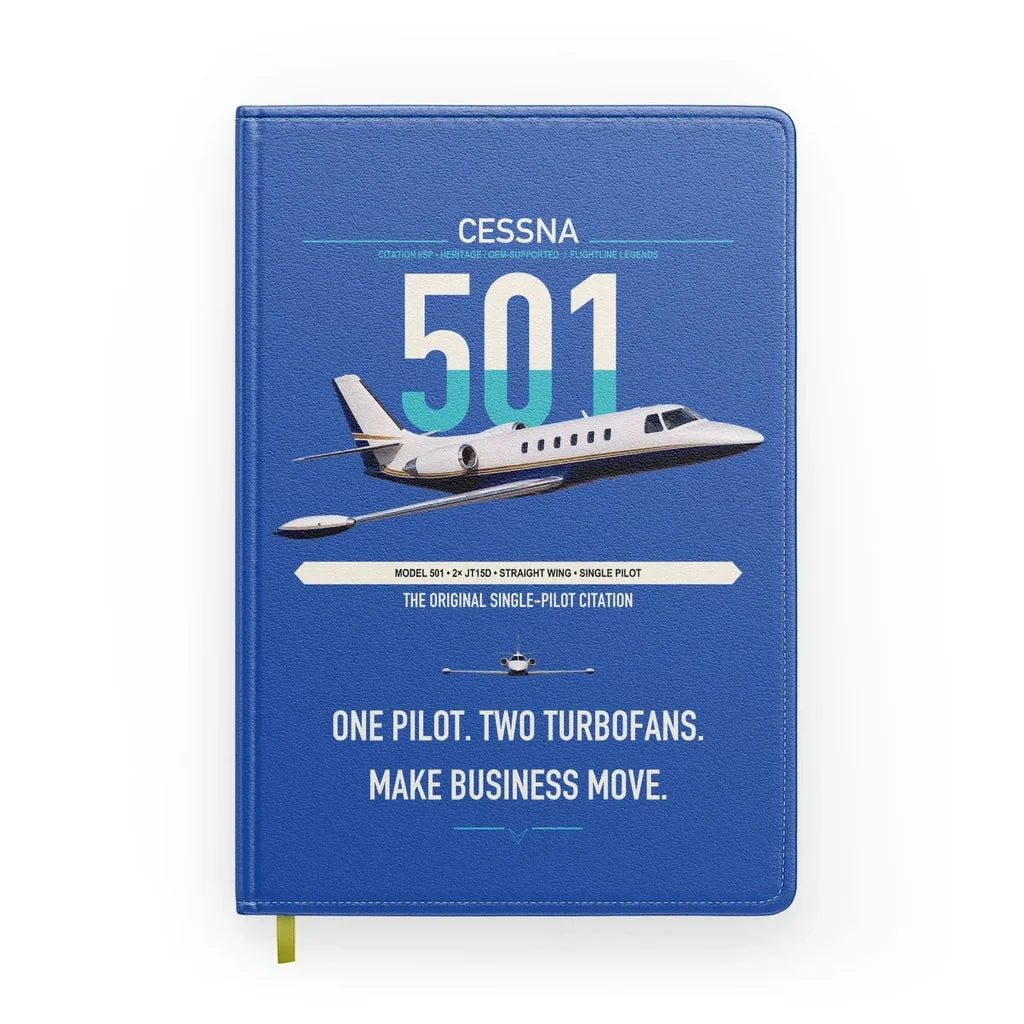 Cessna 501 Citation I SP design on blue notebook