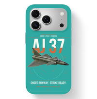 Thumbnail for Saab AJ 37 Viggen design on turquoise magsafe iphone case, for iPhone 17 Pro