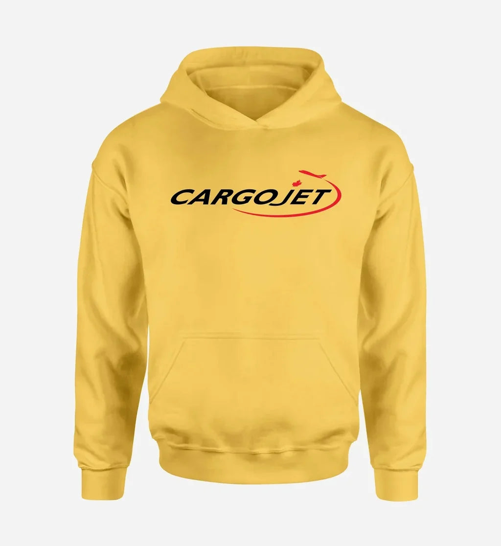Cargojet logo printed on yellow hoodie