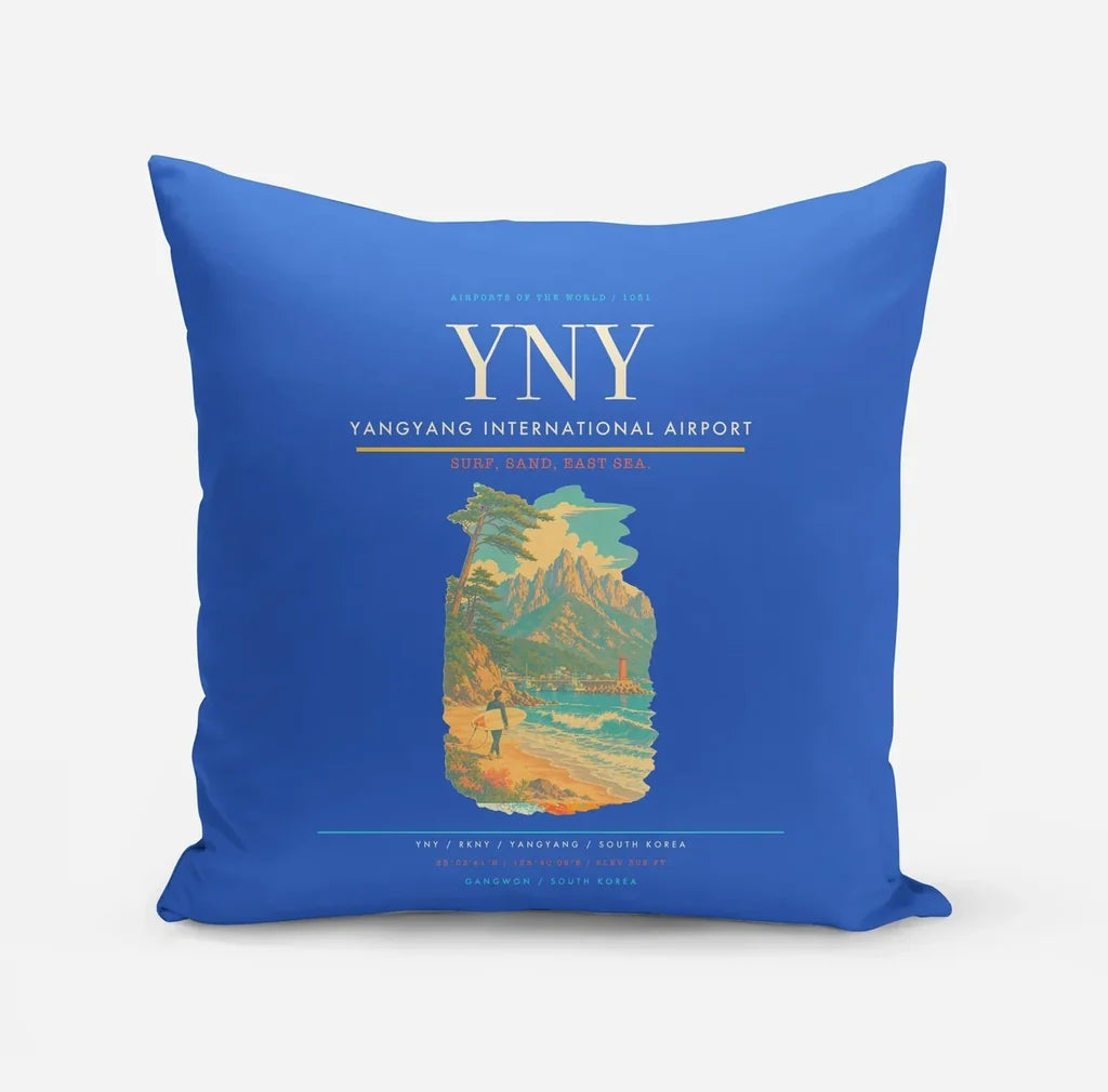 Yangyang International Airport (YNY) design on blue pillow