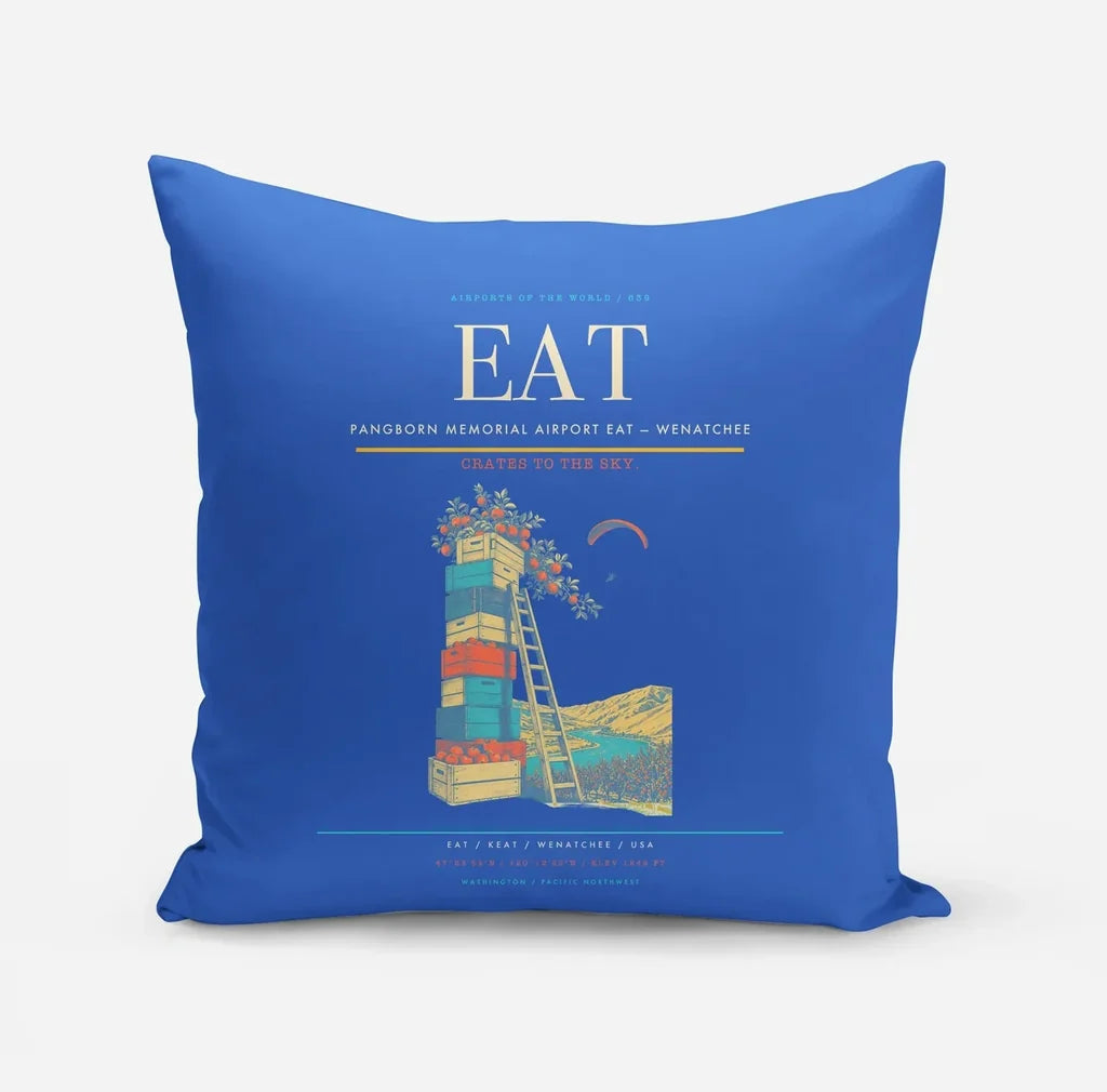 Pangborn Memorial Airport (EAT) design on blue pillow