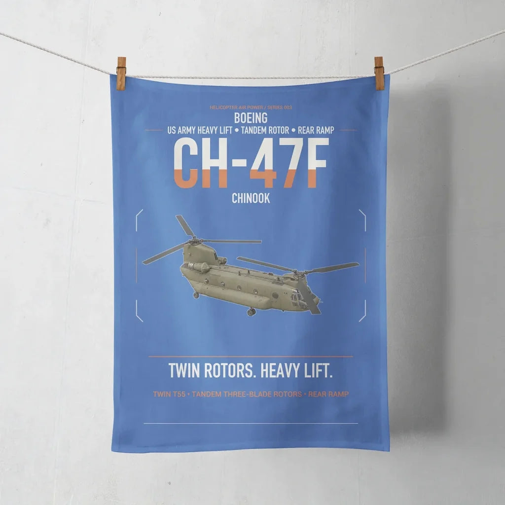 Boeing CH-47F Chinook design on blue towel