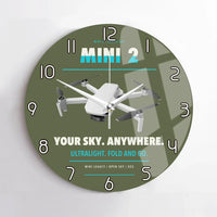 Thumbnail for DJI Mini 2 design on green army no frame wall clock