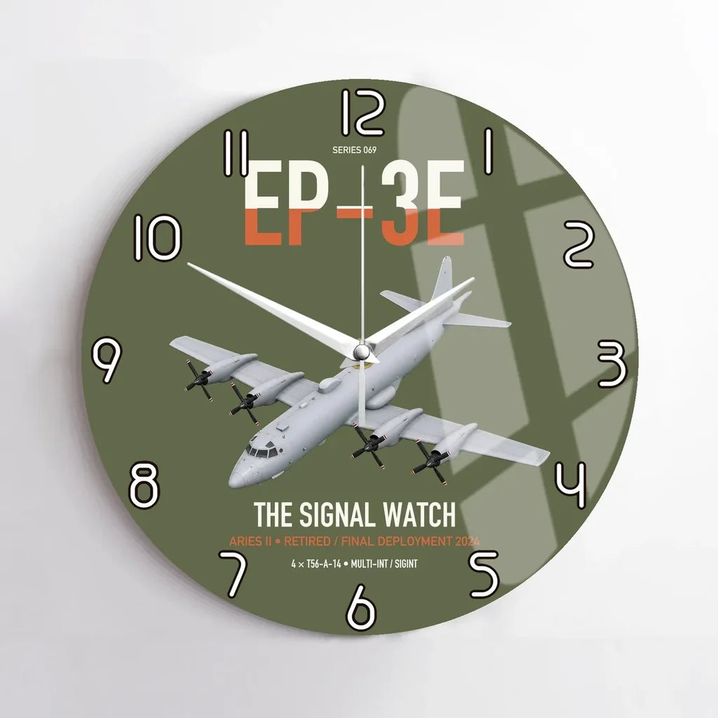 EP-3E ARIES II design on green army no frame wall clock