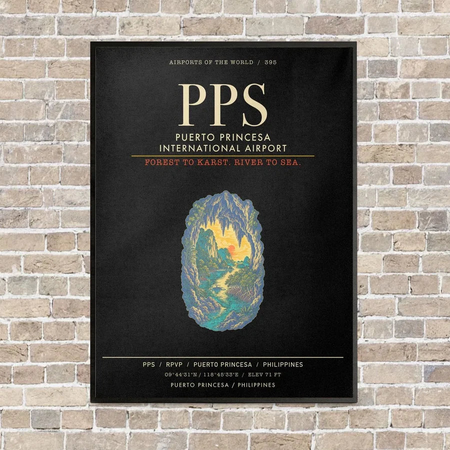 Puerto Princesa International Airport PPS - Canvas Framed - Black
