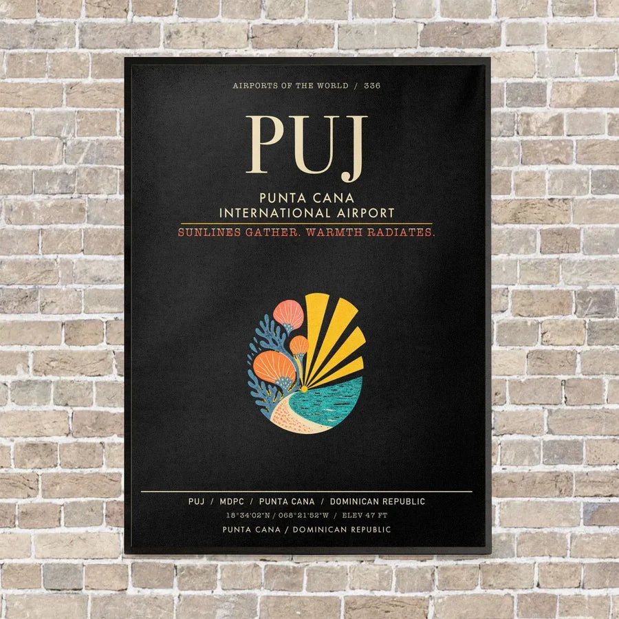 Punta Cana International Airport PUJ - Canvas Framed - Black