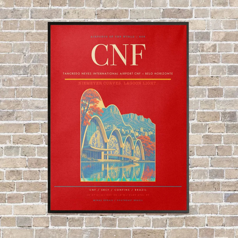 Tancredo Neves International Airport CNF — Belo Horizonte vertical canvas print - framed - red background