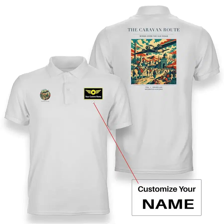 VINTAGE G4040 - The Caravan Route - Double-Side Polo T-Shirt design on white+name