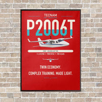 Thumbnail for Tecnam P2006T vertical canvas print - framed - red background