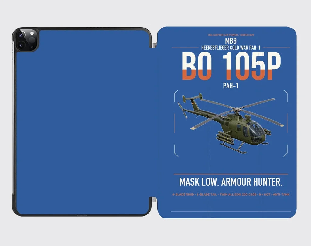 MBB BO 105P PAH-1 design on blue ipad tablet case