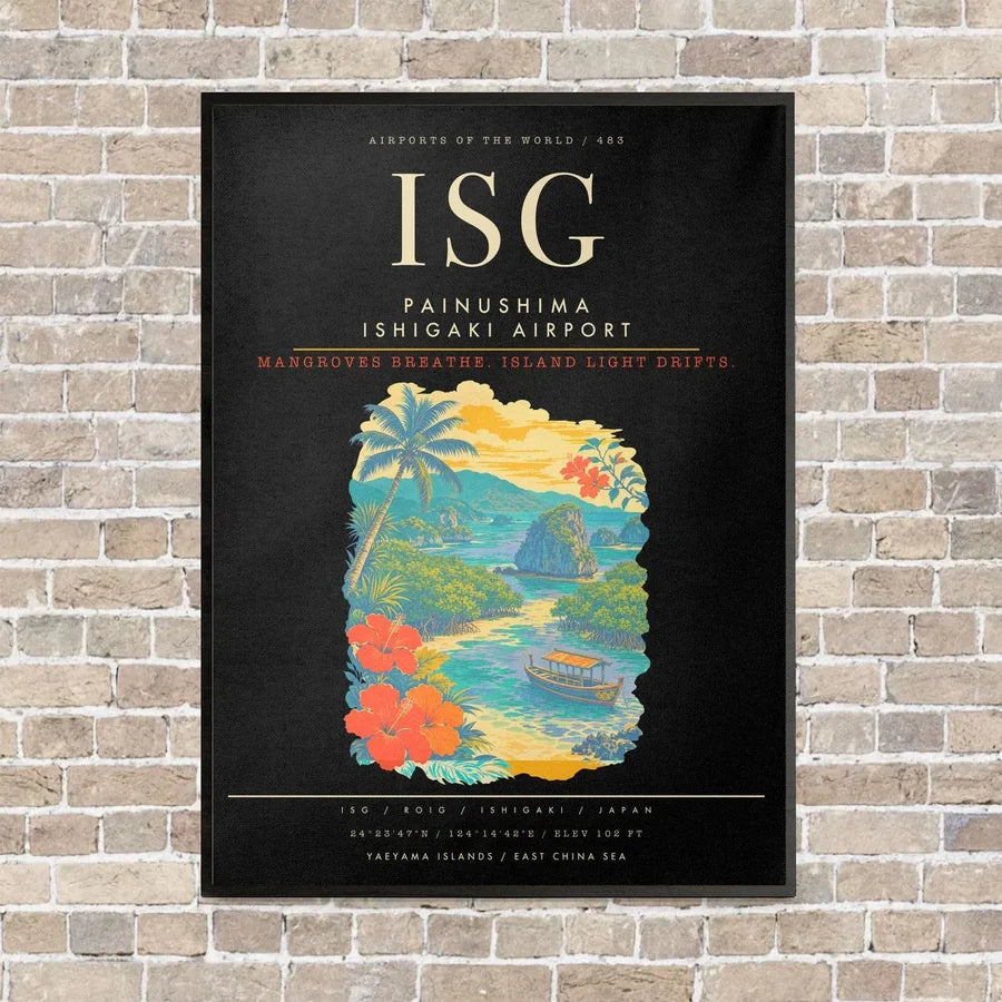 Painushima Ishigaki Airport ISG - Canvas Framed - Black
