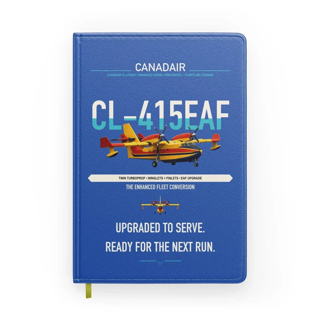 Canadair CL-415EAF design on blue notebook