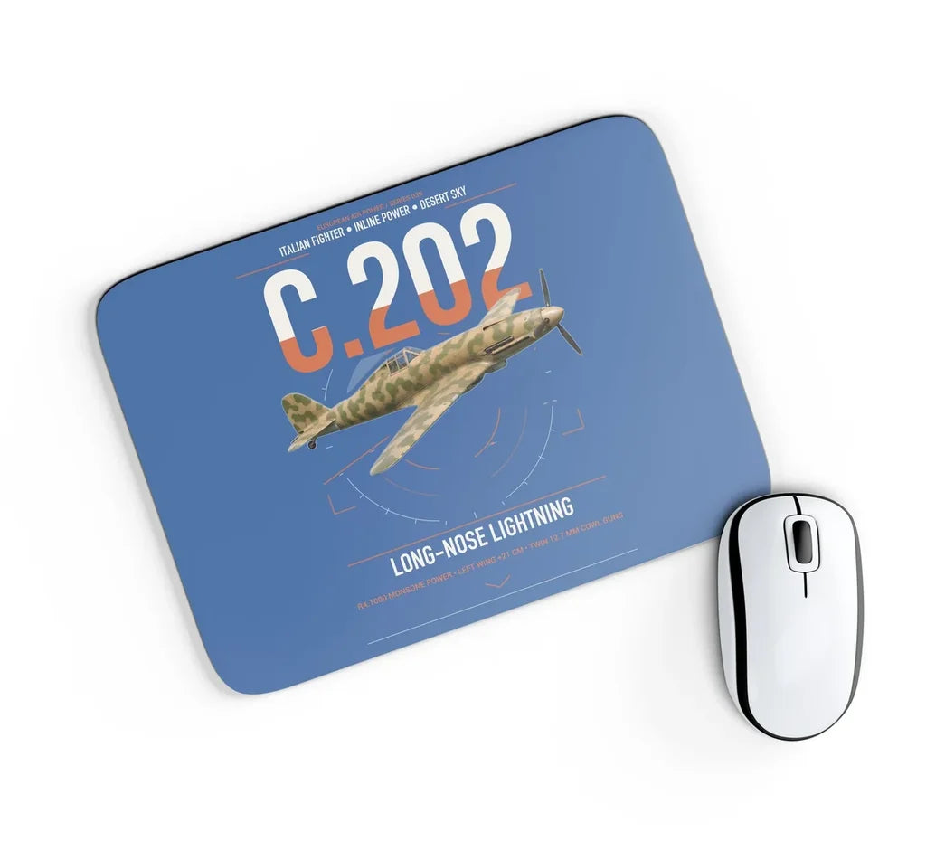Macchi C.202 Folgore design on blue rectangle mouse pad