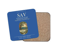 Thumbnail for Savannah-Hilton Head International Airport (SAV) design on blue 1 piece coaster