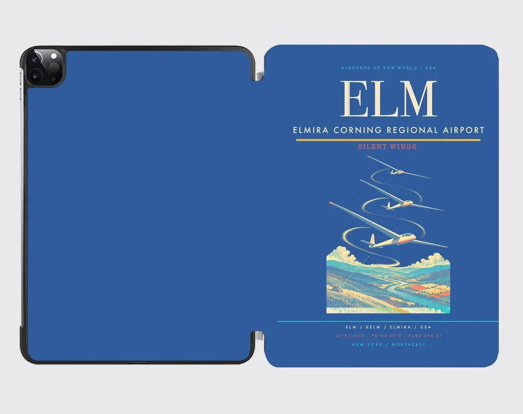 Elmira Corning Regional Airport (ELM) design on blue ipad tablet case