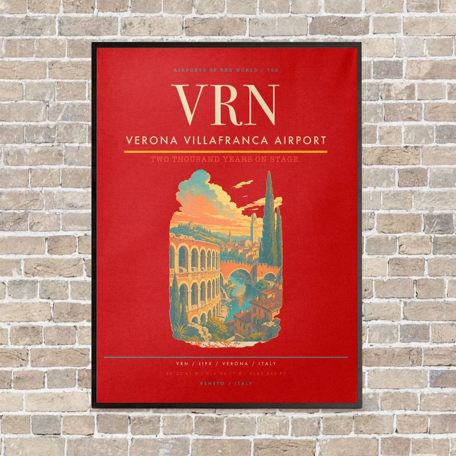 Verona Villafranca Airport VRN vertical canvas print - framed - red background
