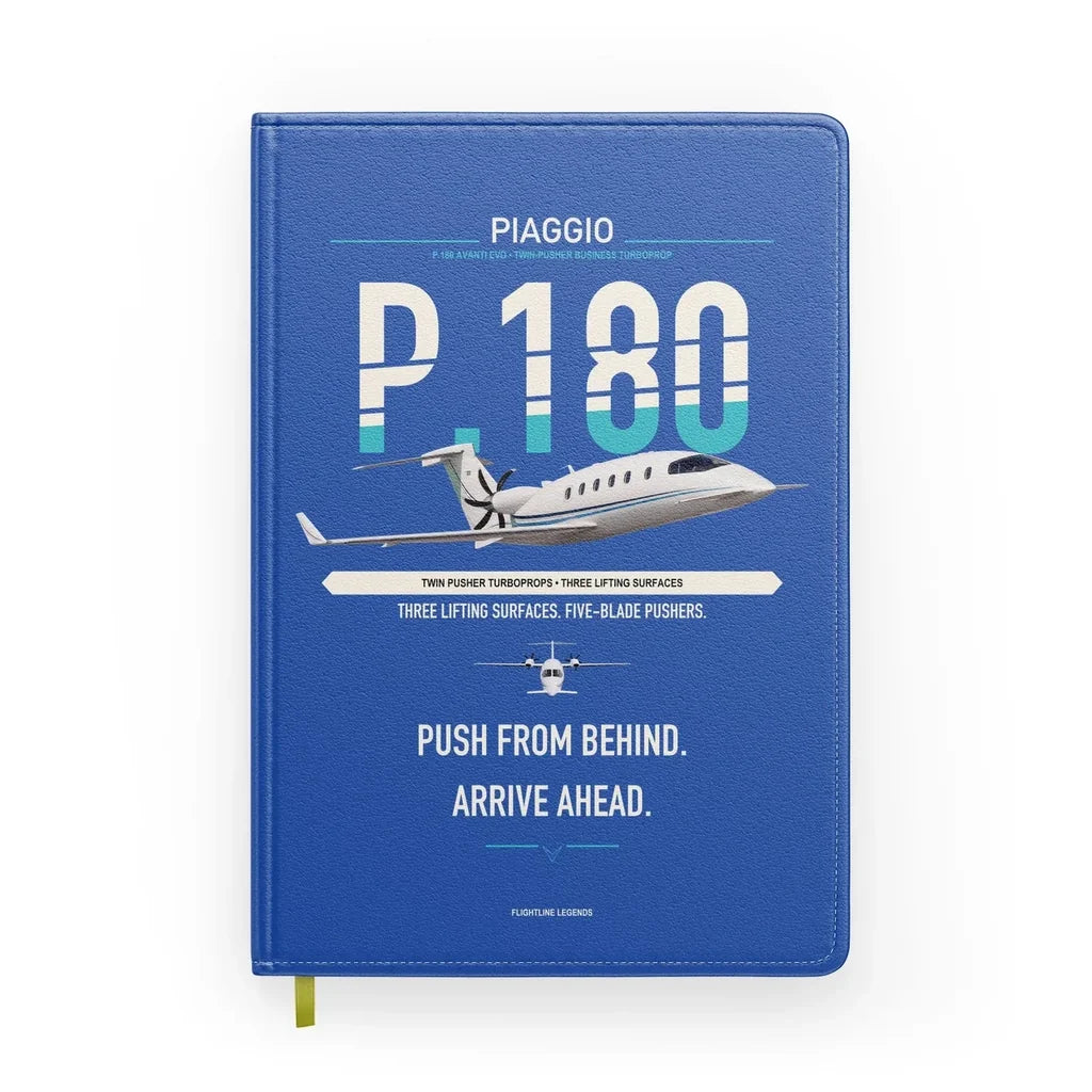 Piaggio P.180 Avanti EVO design on blue notebook