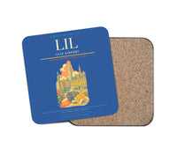 Thumbnail for Lille Airport (LIL) design on blue 1 piece coaster