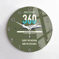 Thumbnail for Beechcraft King Air 360 design on green army no frame wall clock