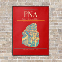 Thumbnail for Pamplona Airport PNA vertical canvas print - framed - red background