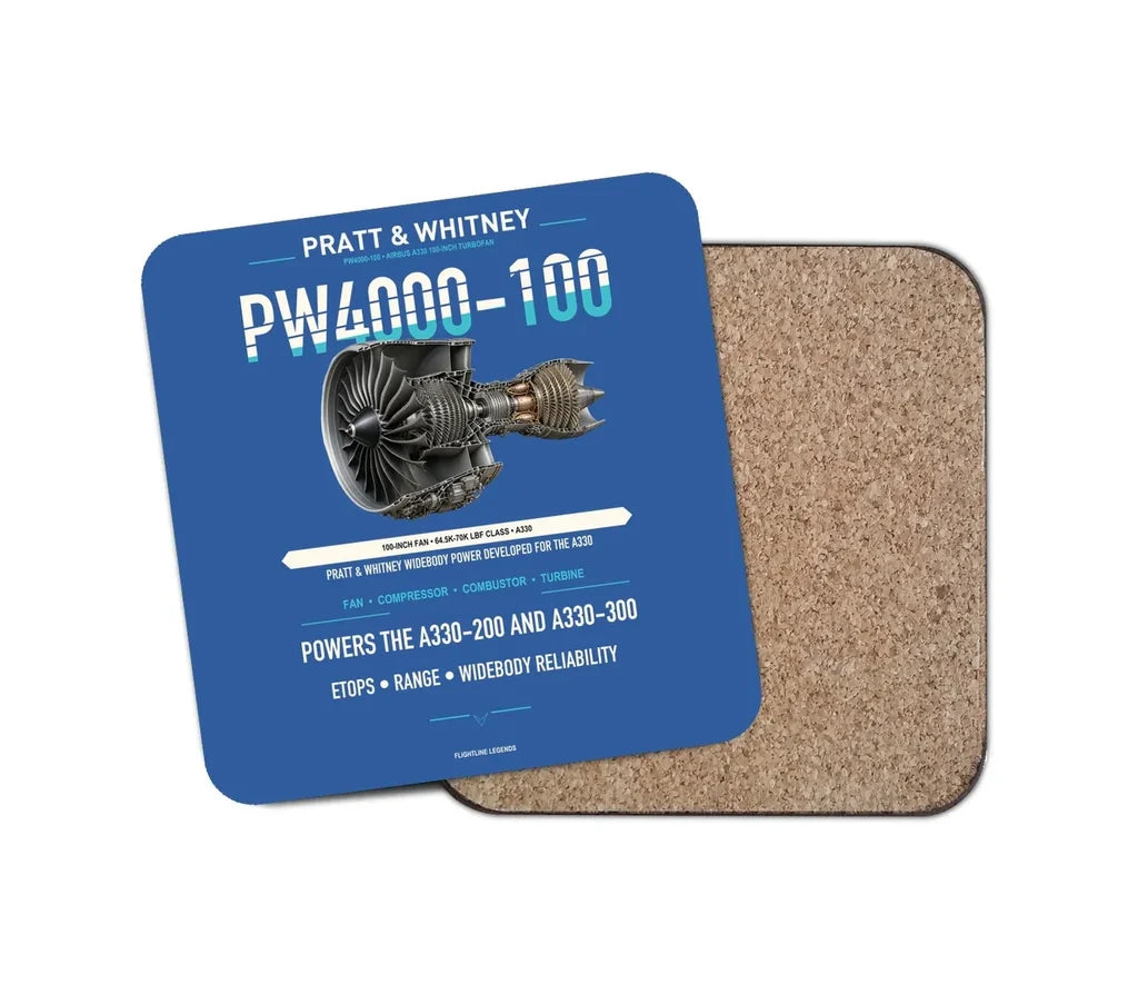 PW4000-100 design on blue 1 piece coaster