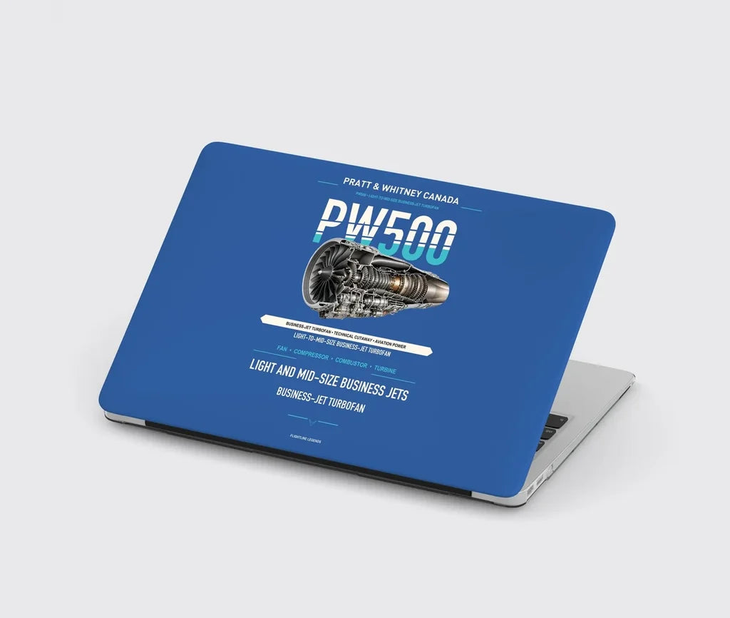 PW500 design on blue MacBook case