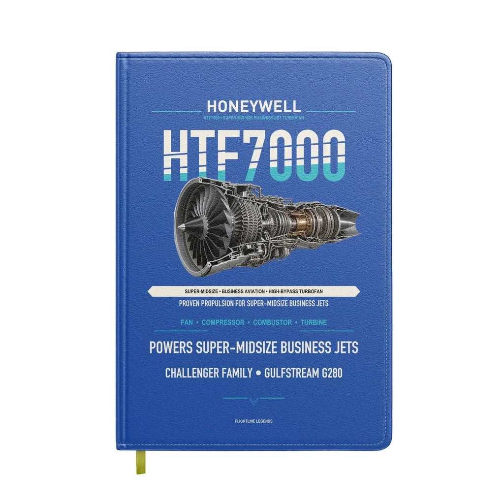 HTF7000 design on blue notebook
