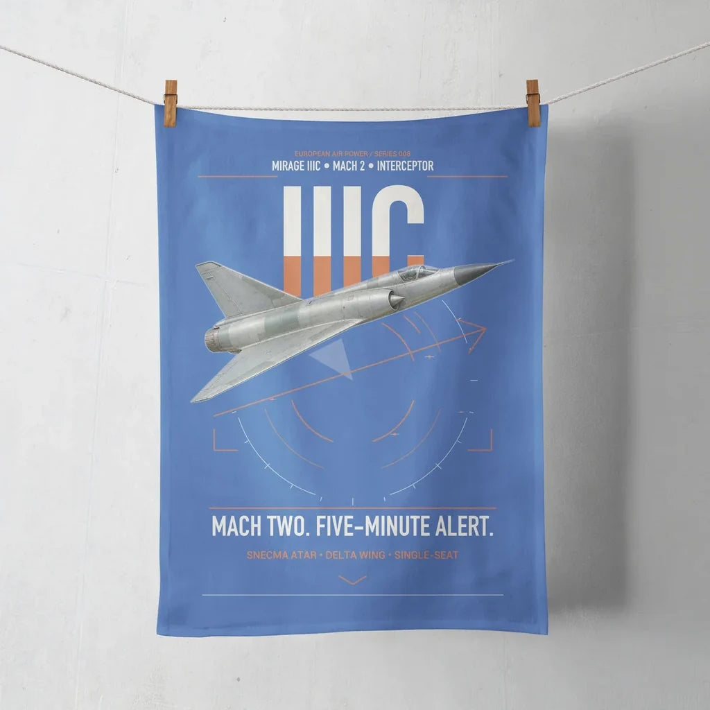 Dassault Mirage IIIC design on blue towel