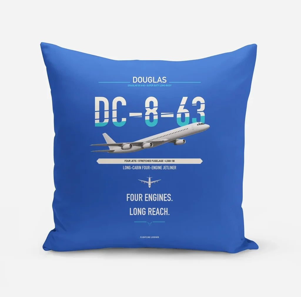 Douglas DC-8-63 design on blue pillow