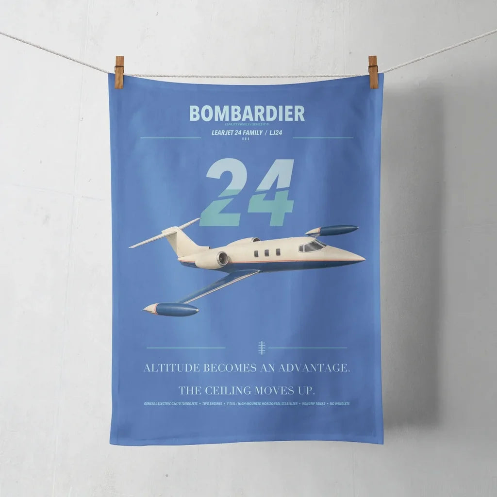 Bombardier Learjet 24 design on blue towel