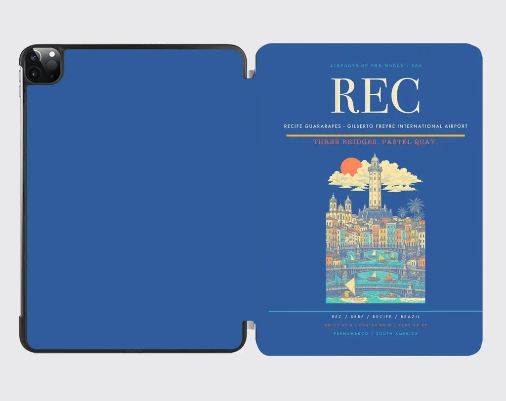 Recife Guararapes (REC) design on blue ipad tablet case