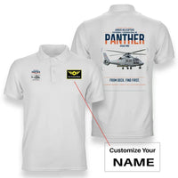 Thumbnail for Airbus Helicopters AS565 MBe Panther design on white+name double-side polo t-shirt, double-side print