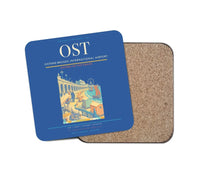 Thumbnail for Ostend-Bruges International Airport (OST) design on blue 1 piece coaster