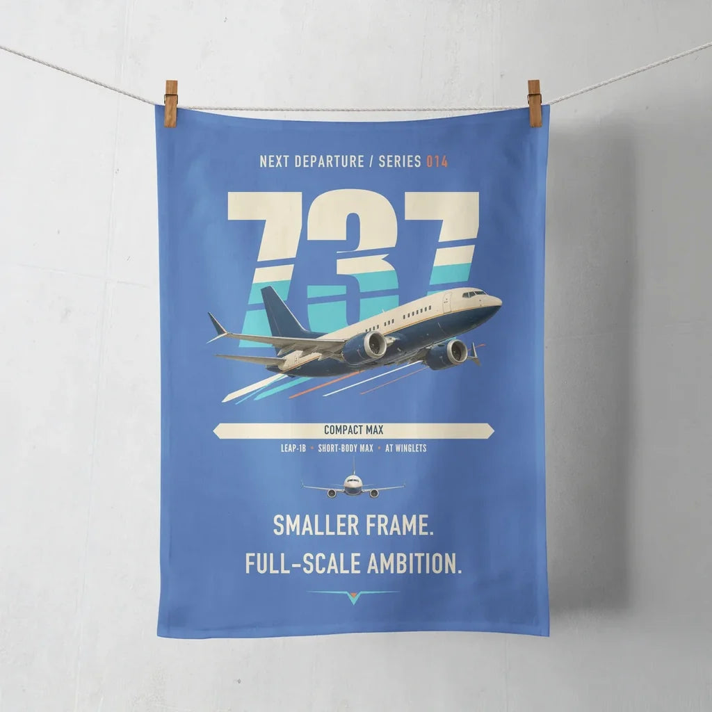 Boeing 737 MAX 7 design on blue towel