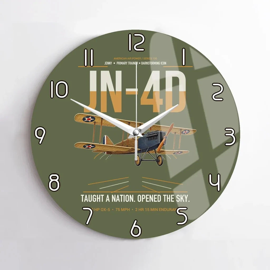 Curtiss JN-4D Jenny design on green army no frame wall clock