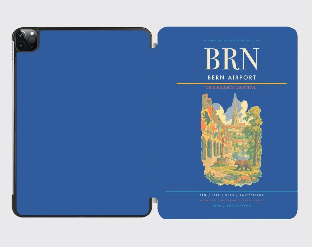 Bern Airport (BRN) design on blue ipad tablet case