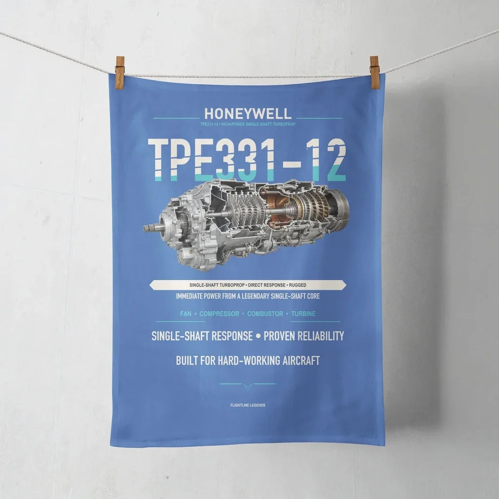 TPE331-12 design on blue towel
