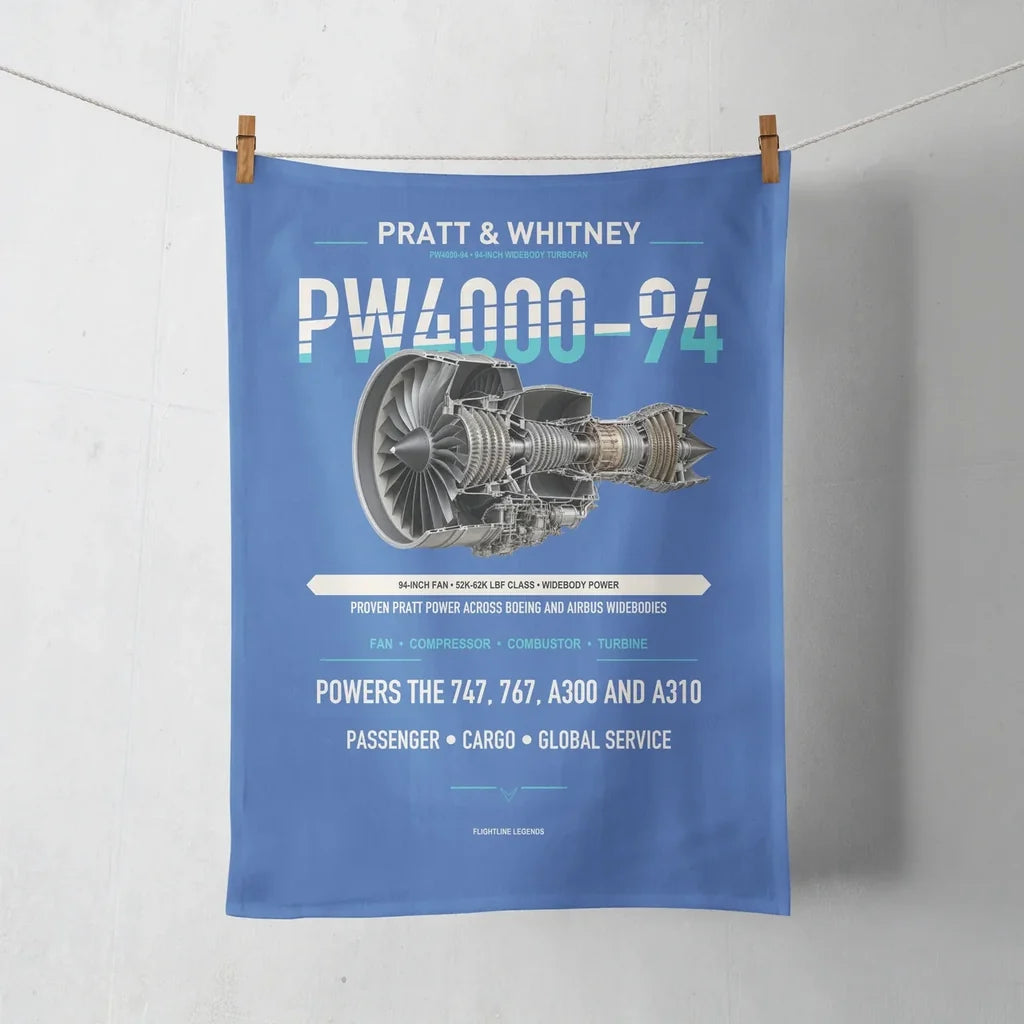 PW4000-94 design on blue towel